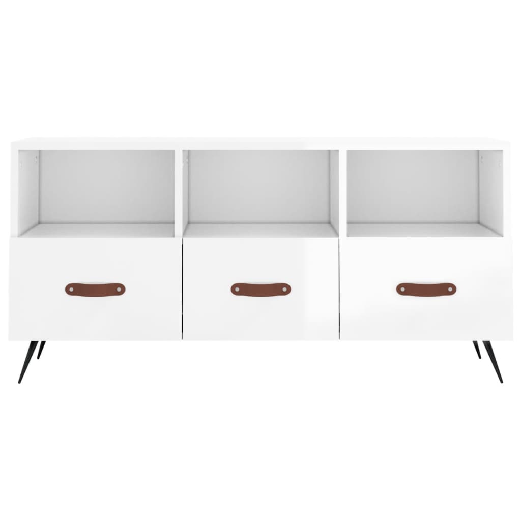 vidaXL Meuble TV Blanc brillant 102x36x50 cm Bois d'ingénierie