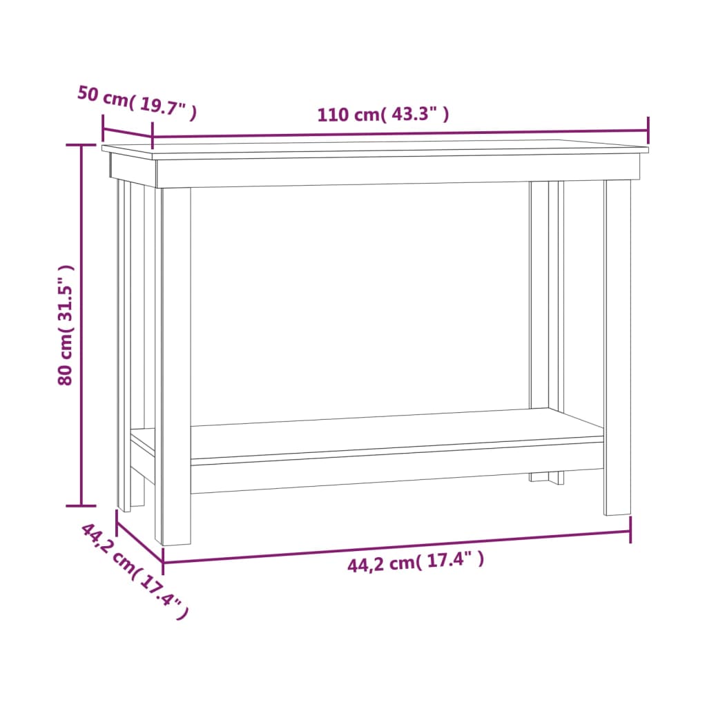 vidaXL Banc de travail Marron miel 110x50x80 cm Bois de pin massif