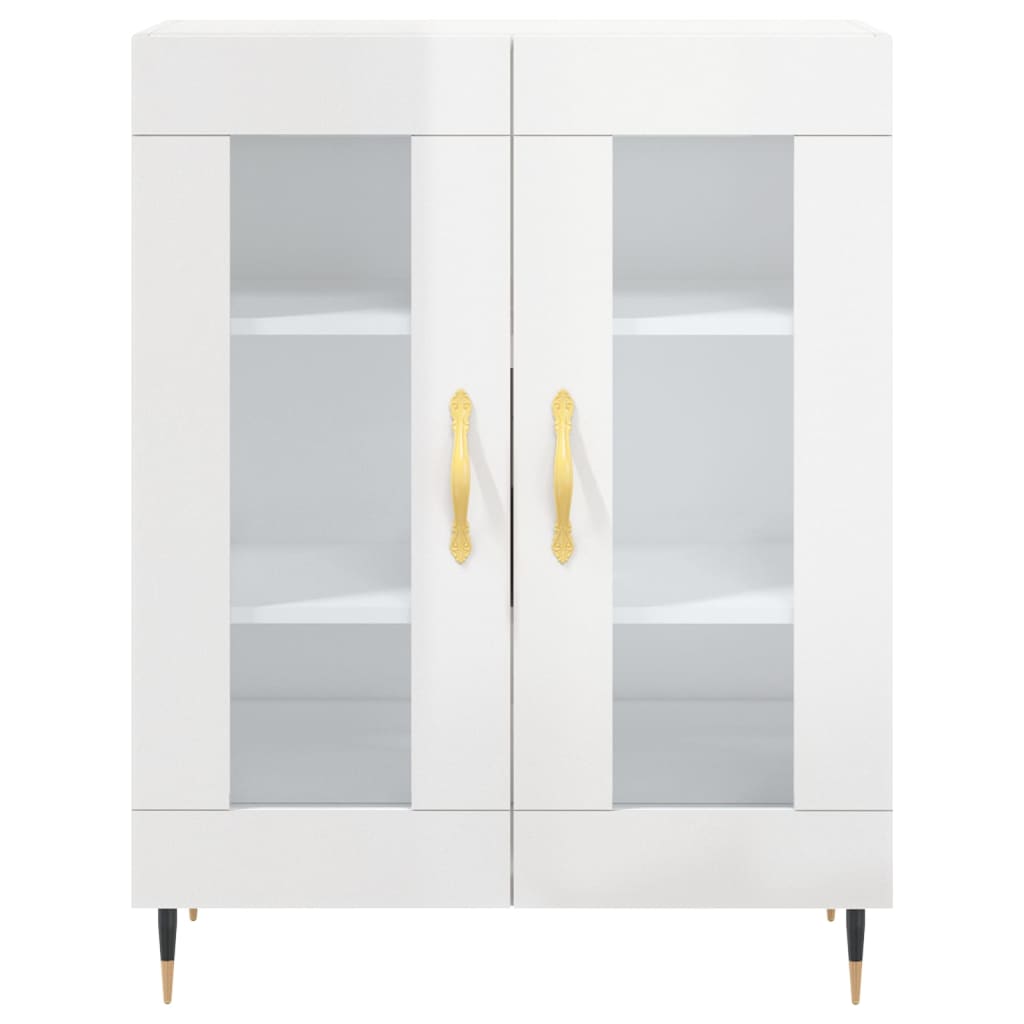 vidaXL Buffet haut Blanc brillant 69,5x34x180 cm Bois d'ingénierie