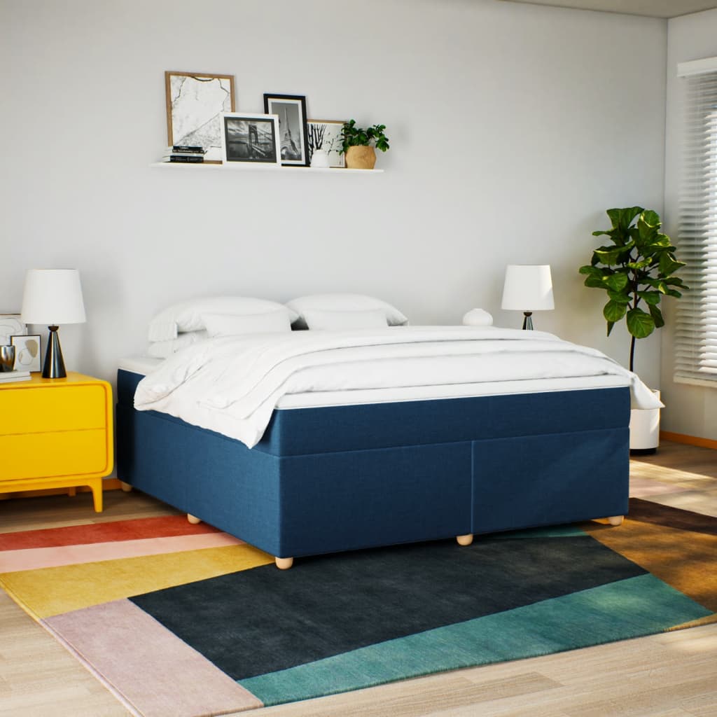 vidaXL Sommier à lattes de lit avec matelas Bleu 180x200 cm Tissu