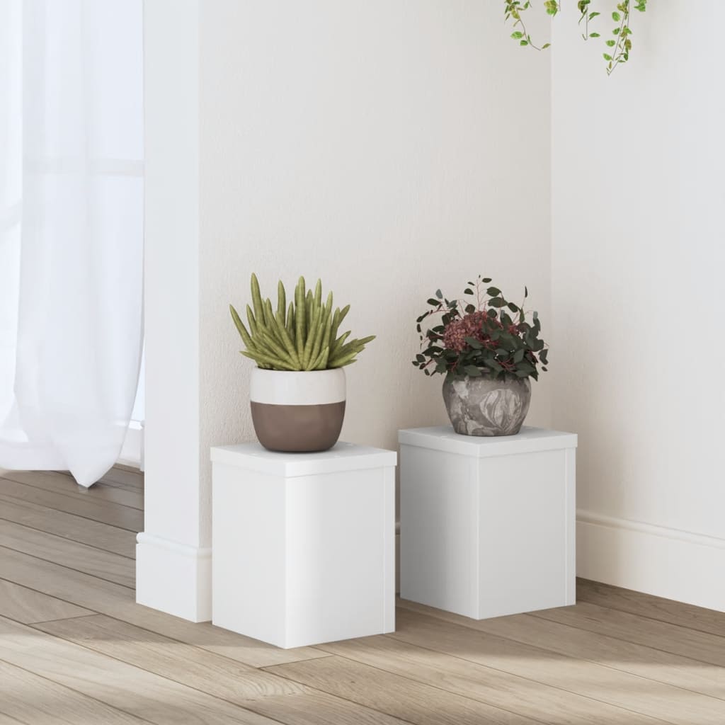 vidaXL Supports pour plantes 2 pcs blanc 15x15x20 cm bois d'ingénierie