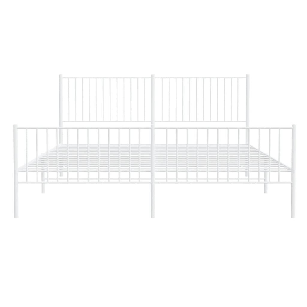 vidaXL Cadre de lit métal sans matelas et pied de lit blanc 200x200 cm