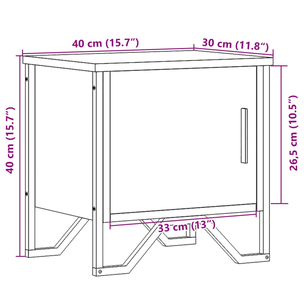 vidaXL Tables de chevet 2pcs chêne marron 40x30x40cm bois d'ingénierie