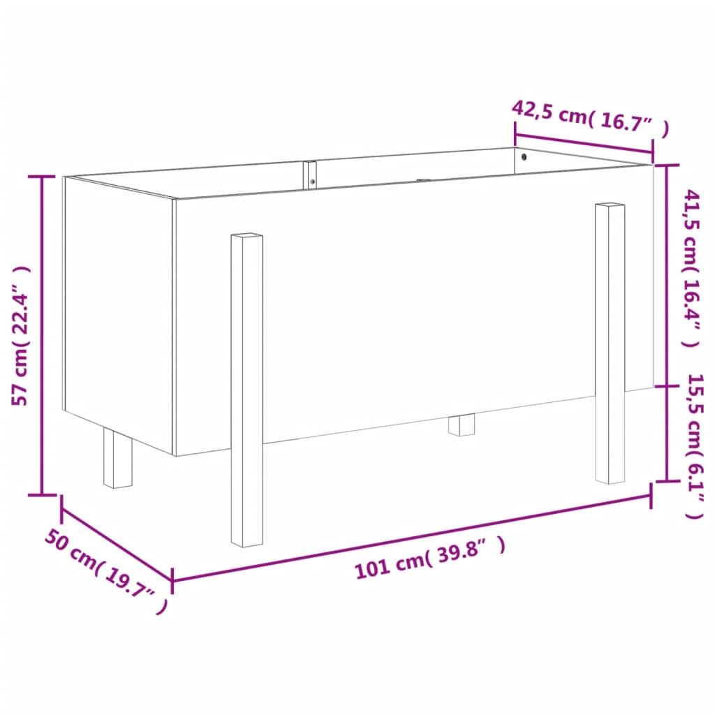 vidaXL Lit surélevé de jardin blanc 101x50x57 cm bois de pin massif