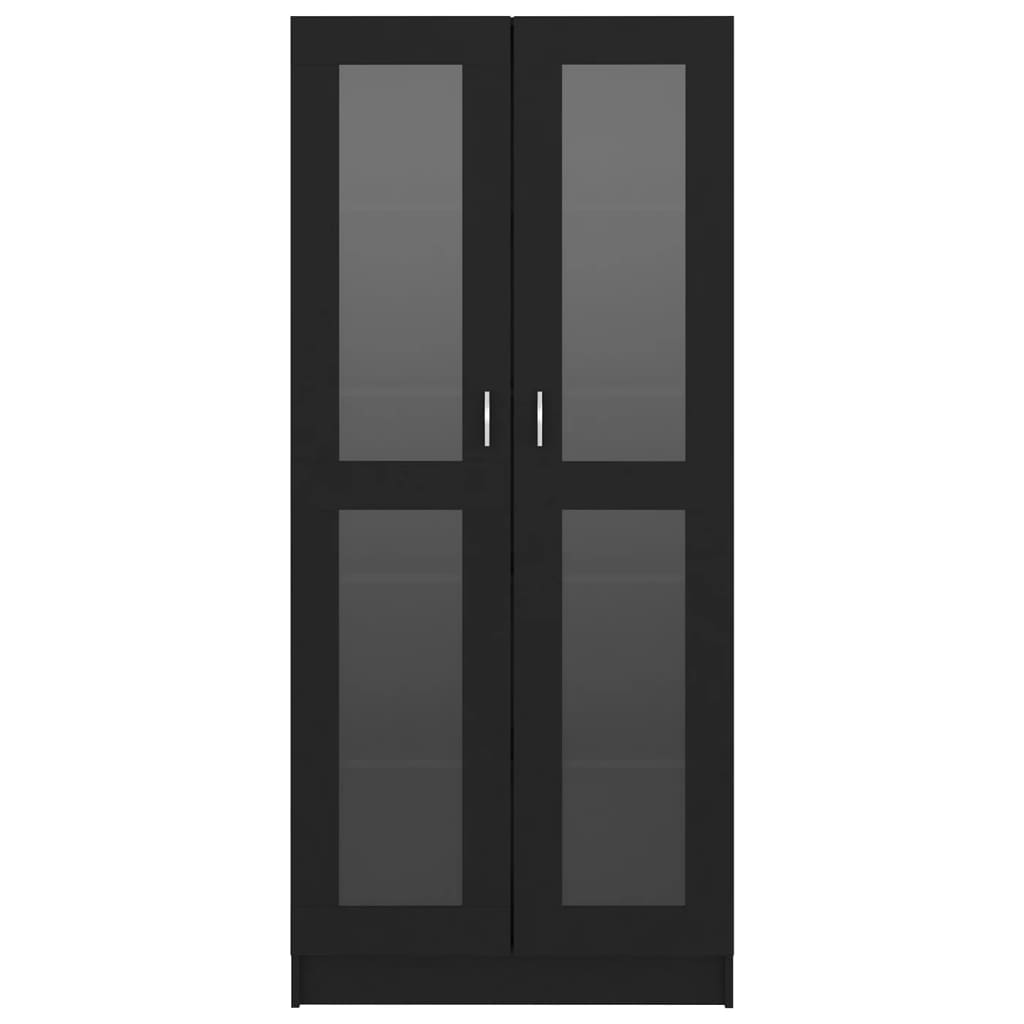vidaXL Armoire à vitrine Noir 82,5x30,5x185,5 cm Bois d’ingénierie