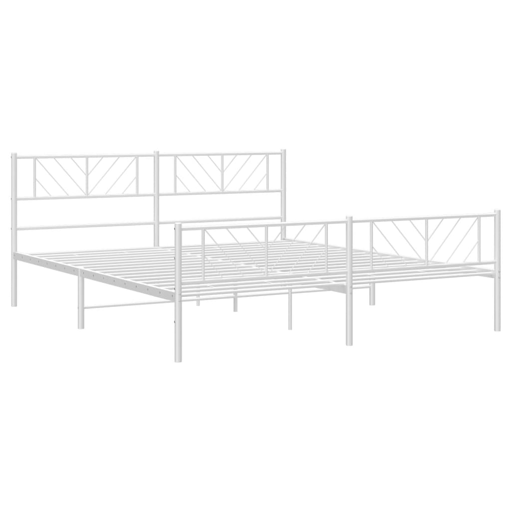 vidaXL Cadre de lit métal sans matelas et pied de lit blanc 200x200 cm