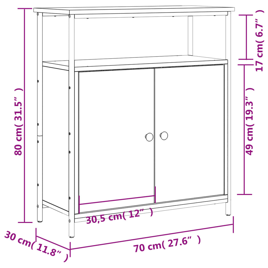 vidaXL Buffet noir 70x30x80 cm bois d'ingénierie