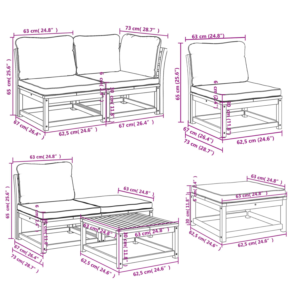 vidaXL Salon de jardin avec coussins 11 pcs bois massif d'acacia