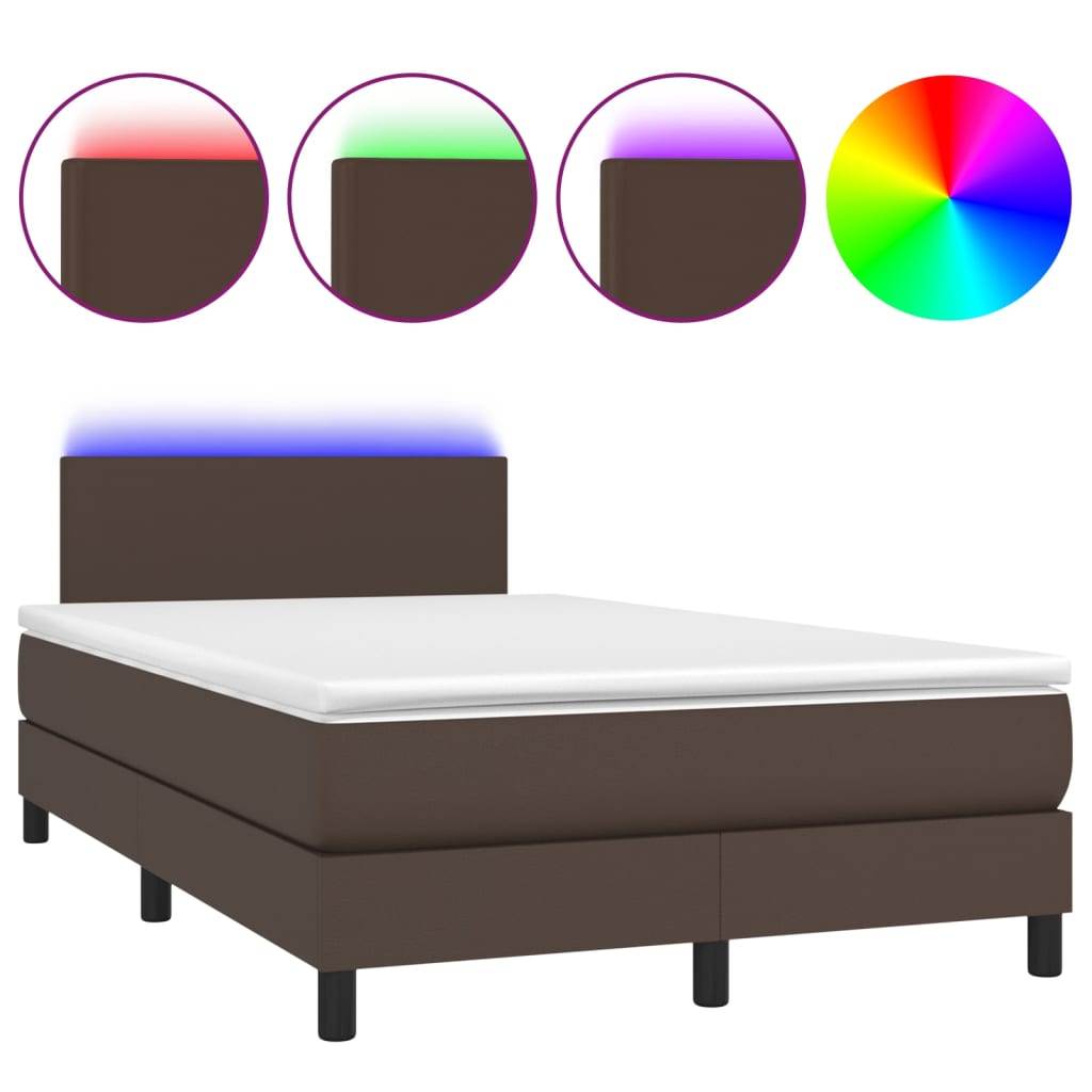 vidaXL Sommier à lattes de lit matelas et LED Marron 120x200 cm