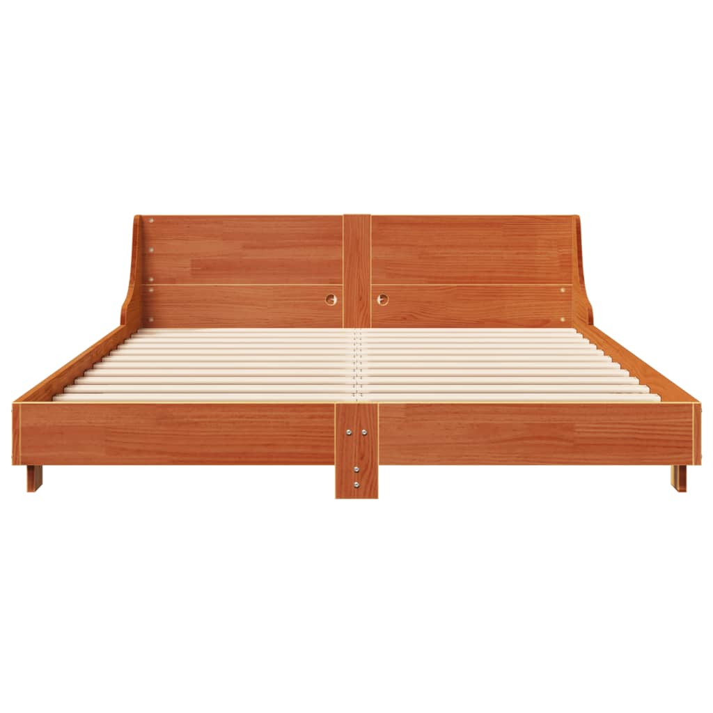 vidaXL Cadre de lit sans matelas cire marron 160x200cm bois pin massif