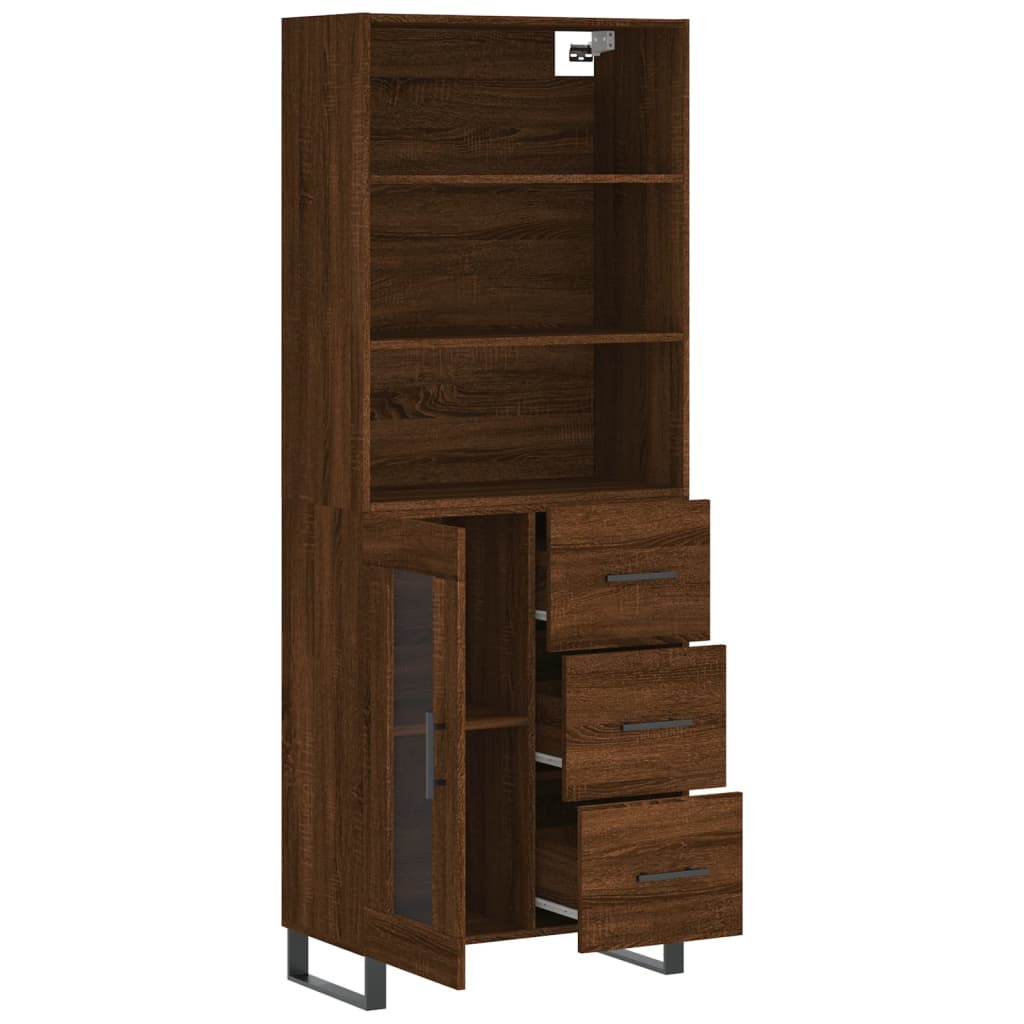 vidaXL Buffet haut Chêne marron 69,5x34x180 cm Bois d'ingénierie