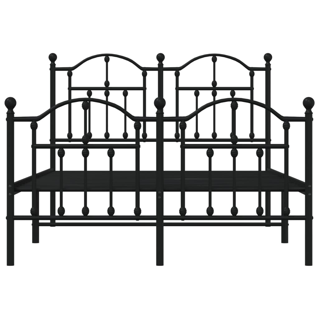 vidaXL Cadre de lit métal sans matelas avec pied de lit noir 120x190cm