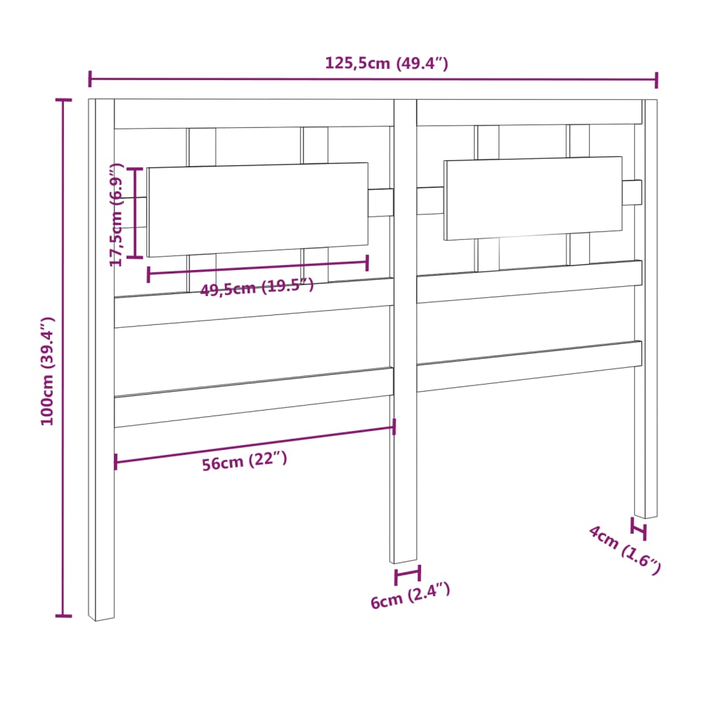 vidaXL Tête de lit Marron miel 125,5x4x100 cm Bois massif de pin