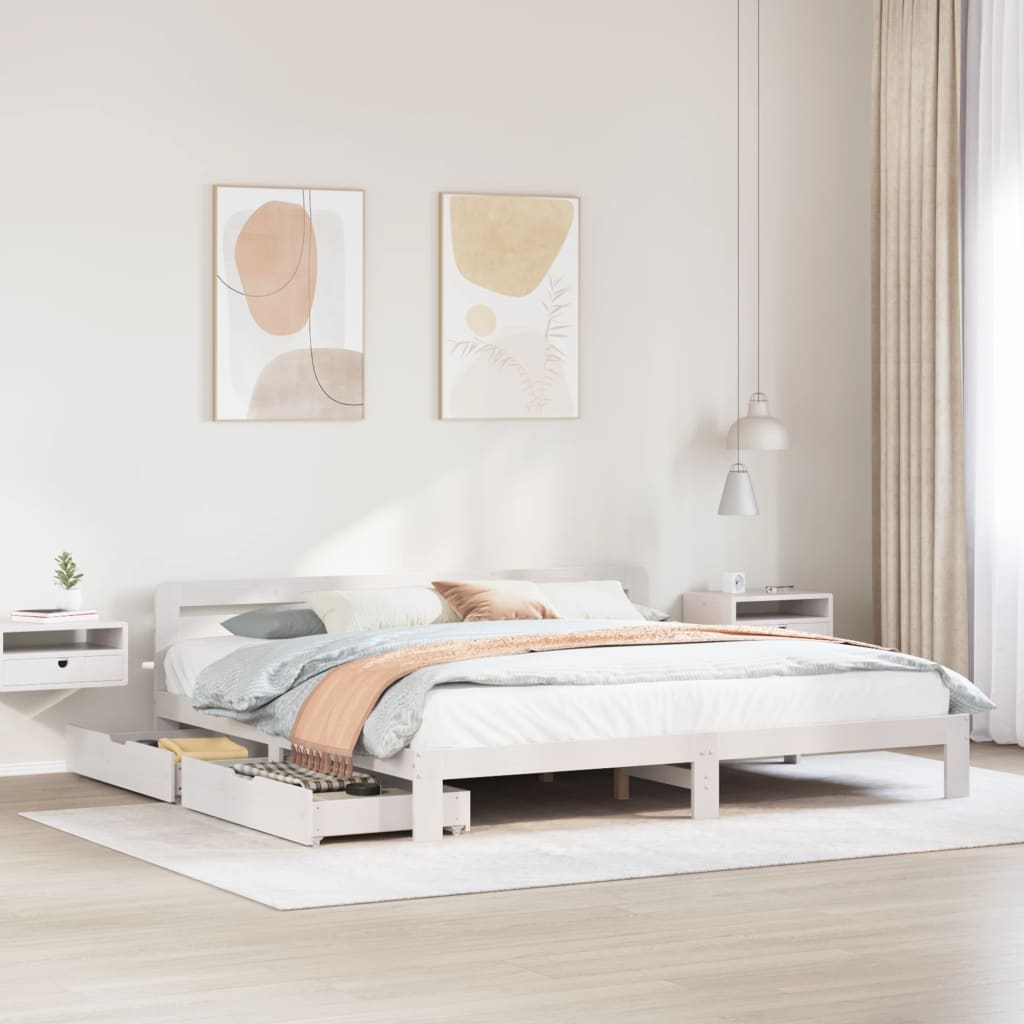 vidaXL Cadre de lit sans matelas blanc 180x200 cm bois massif de pin