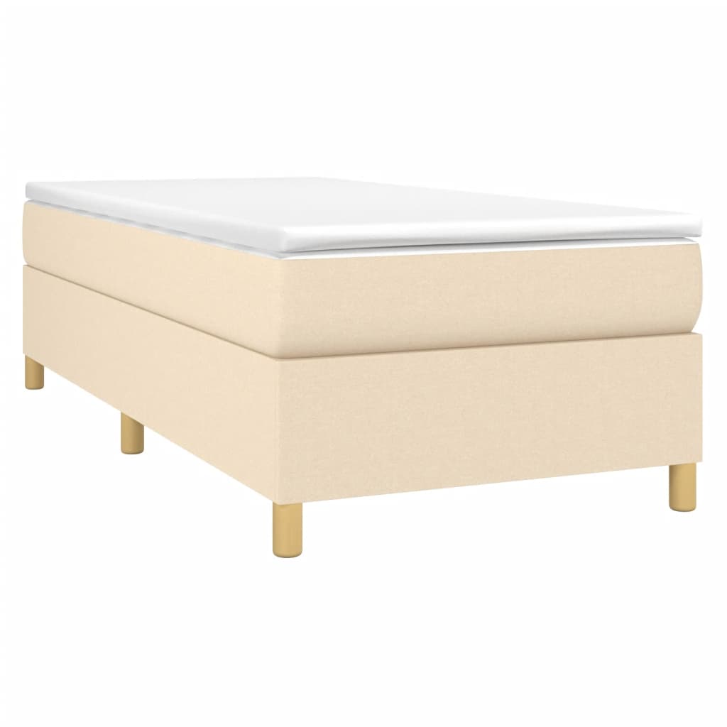 vidaXL Sommier à lattes de lit avec matelas Crème 90x200 cm Tissu