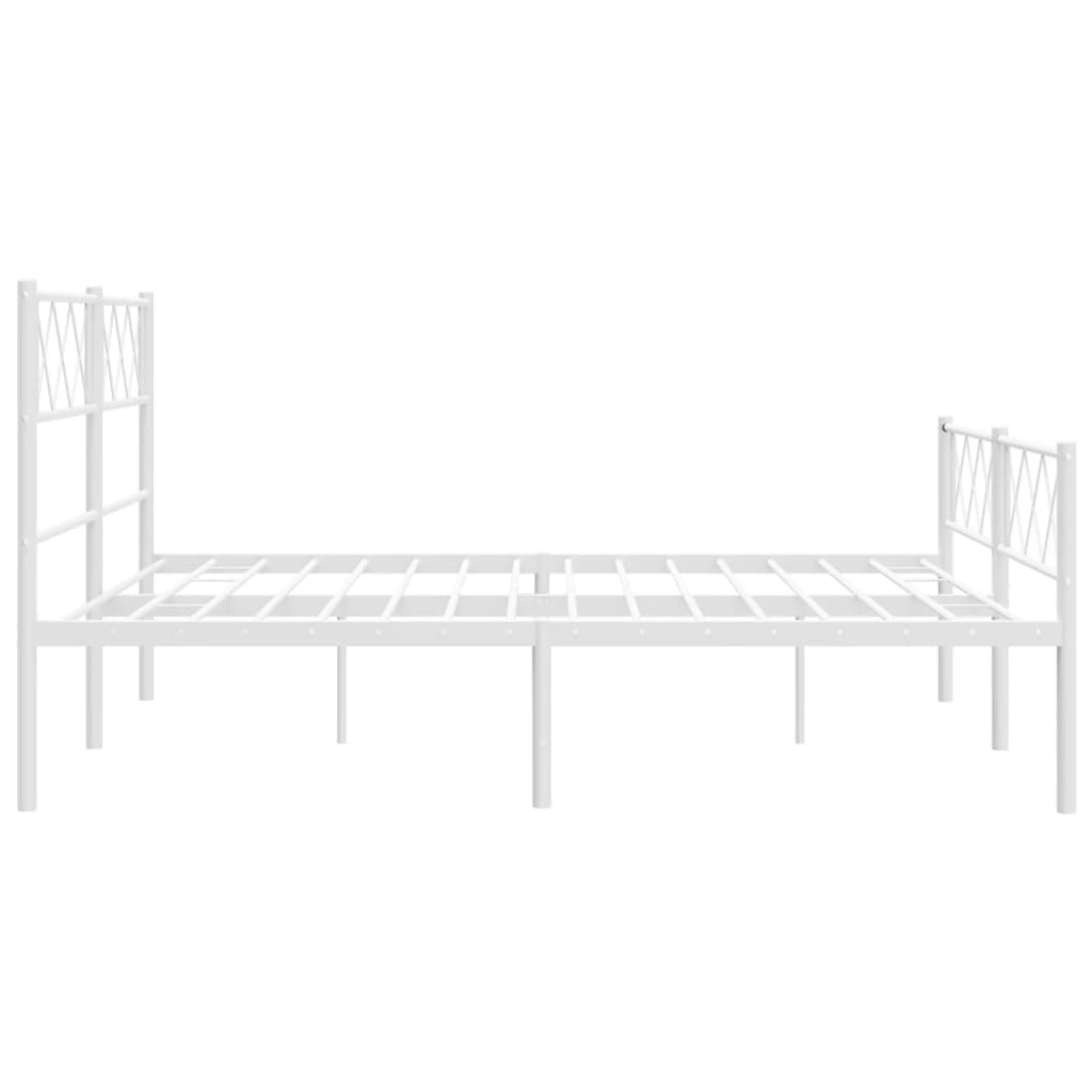 vidaXL Cadre de lit métal sans matelas et pied de lit blanc 140x200 cm