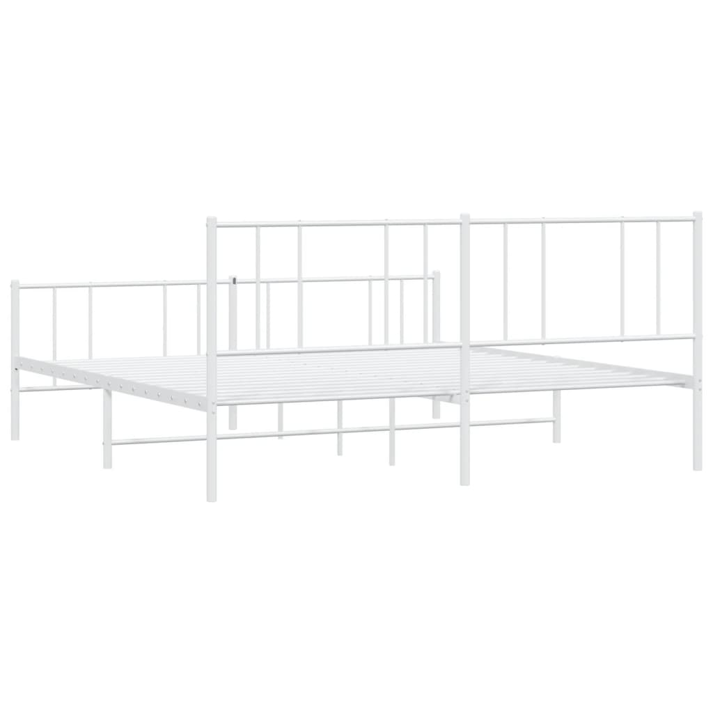 vidaXL Cadre de lit métal sans matelas et pied de lit blanc 200x200 cm