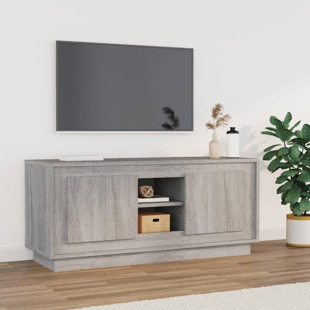 vidaXL Meuble TV sonoma gris 102x35x45 cm bois d'ingénierie