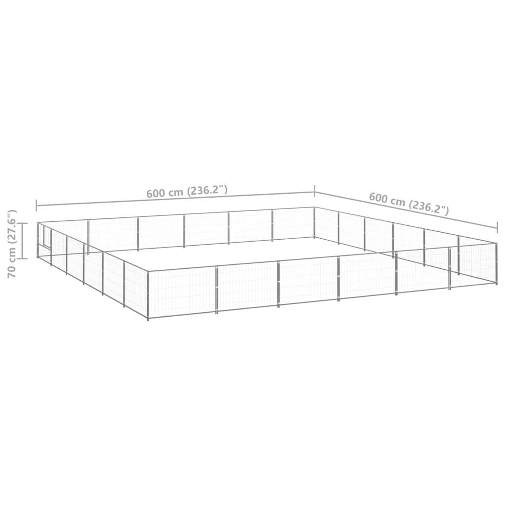 vidaXL Chenil Argenté 36 m² Acier