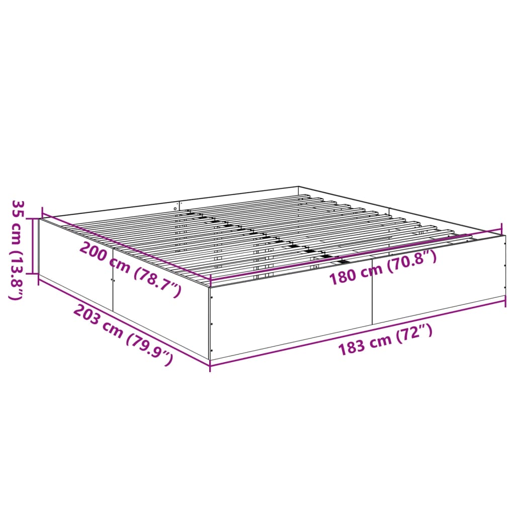 vidaXL Cadre de lit sans matelas chêne fumé 180x200 cm