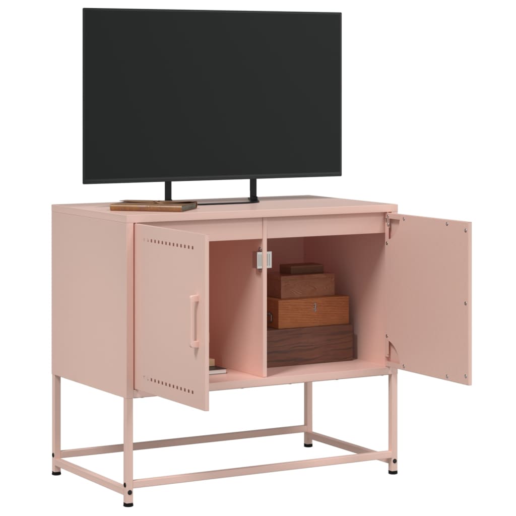 vidaXL Meuble TV rose 68,5x39x60,5 cm acier