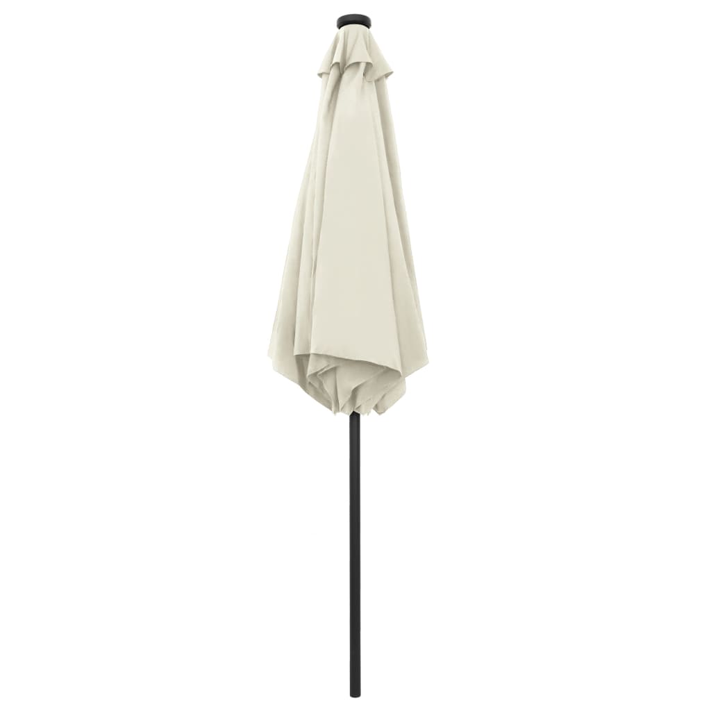 vidaXL Parasol de jardin et lumières LED mât en aluminium blanc sable