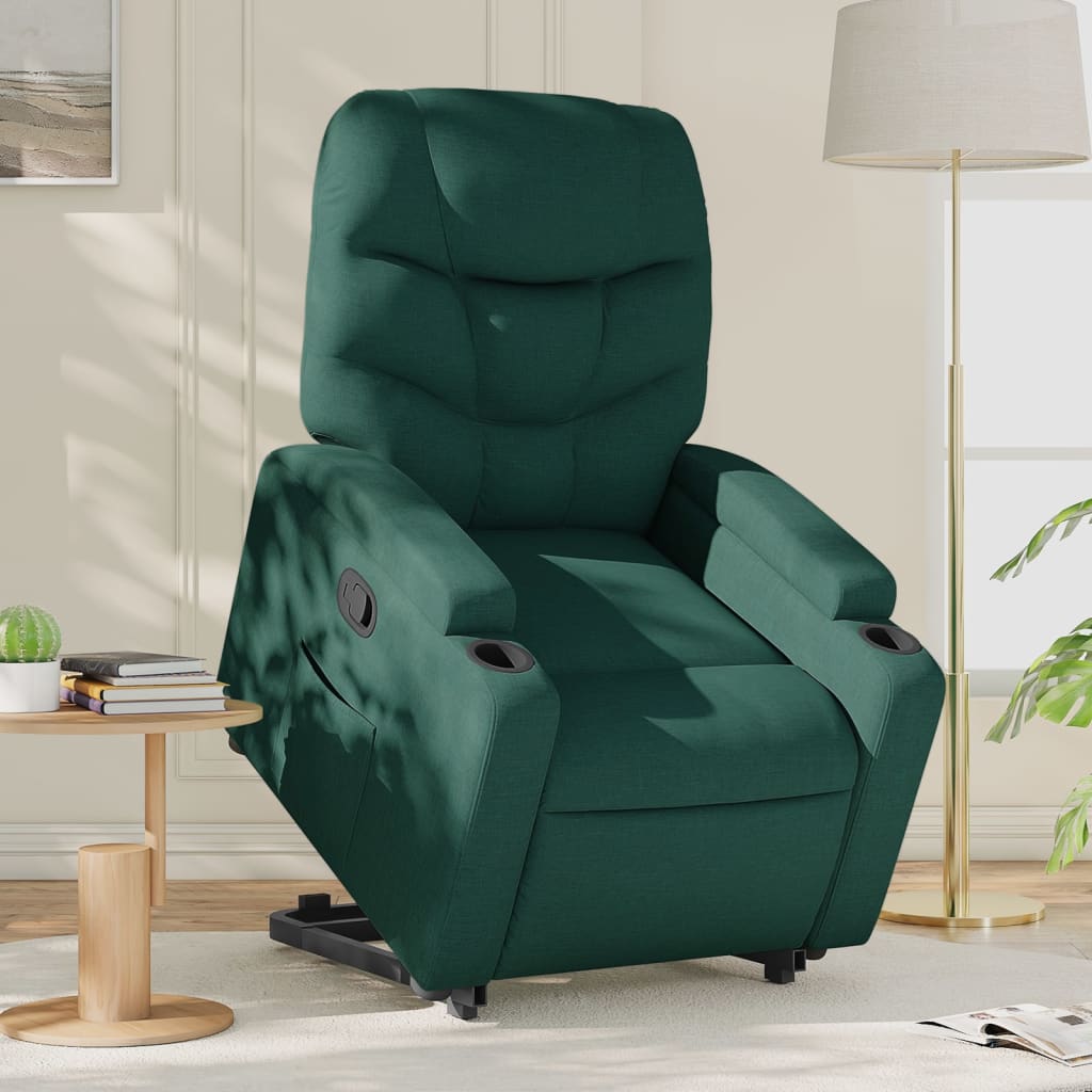 vidaXL Fauteuil inclinable vert foncé tissu