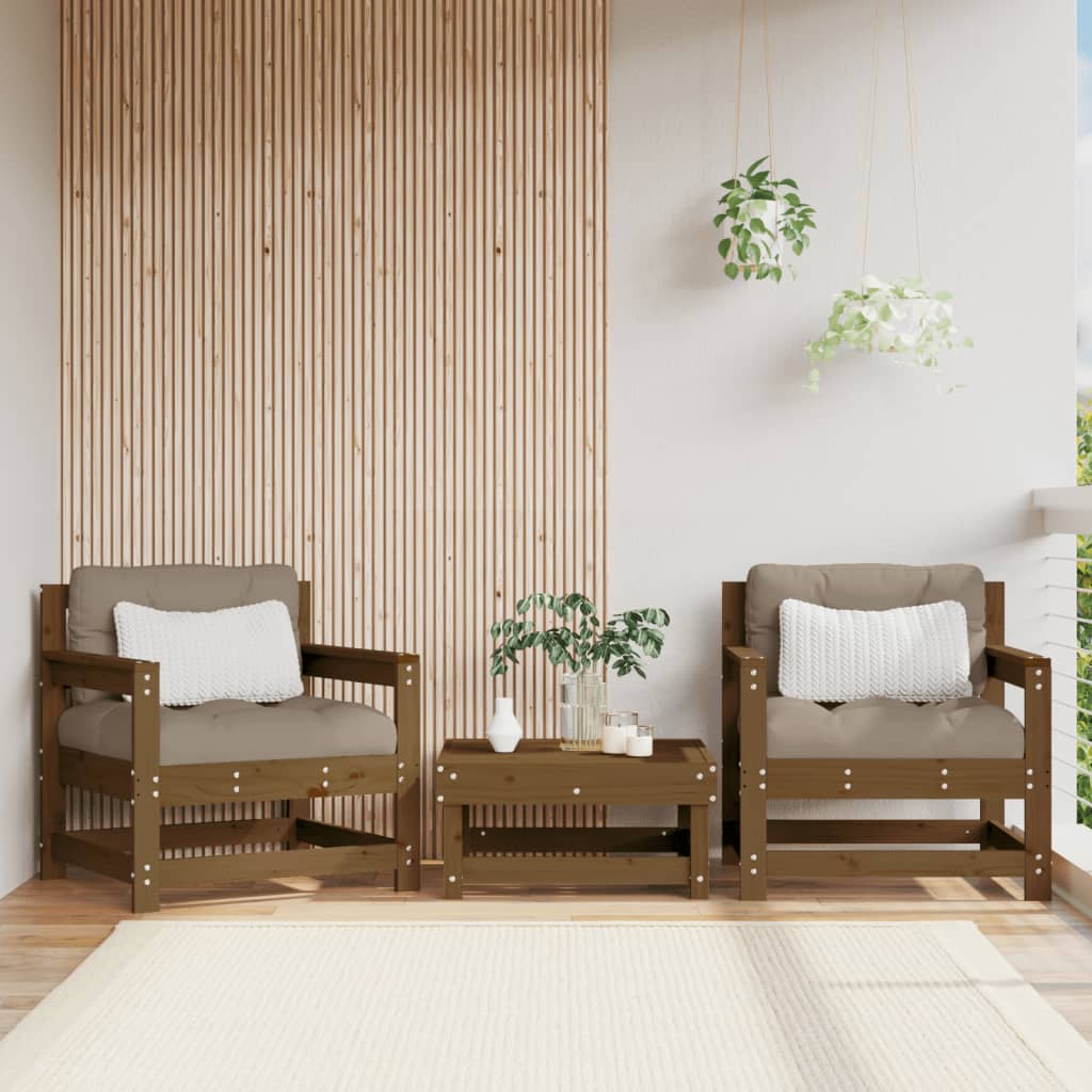 vidaXL Chaises de jardin avec coussins lot de 2 marron miel