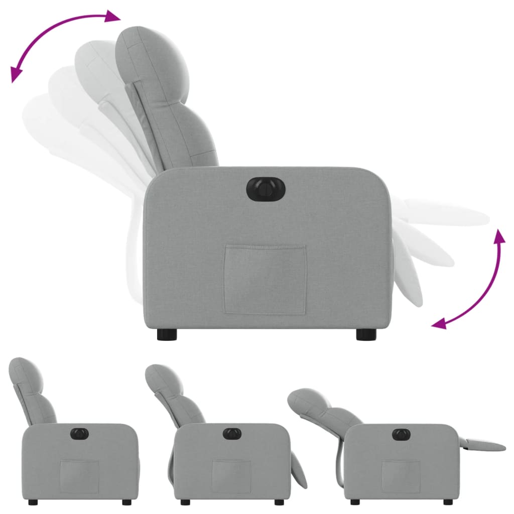 vidaXL Fauteuil inclinable électrique Gris clair Tissu