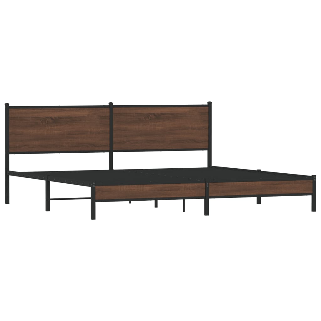 vidaXL Cadre de lit en métal sans matelas chêne marron 200x200 cm