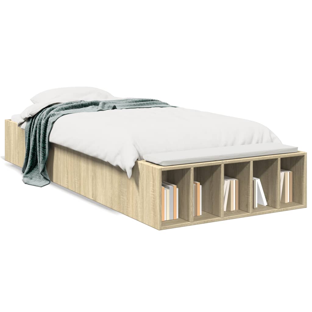 vidaXL Cadre de lit chêne sonoma 75x190 cm bois d'ingénierie