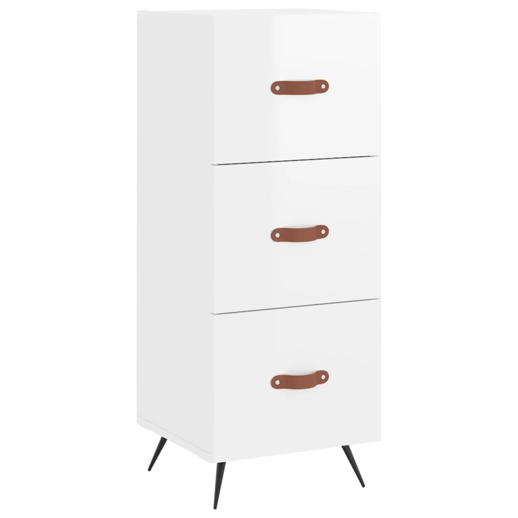 vidaXL Buffet haut Blanc brillant 34,5x34x180 cm Bois d'ingénierie