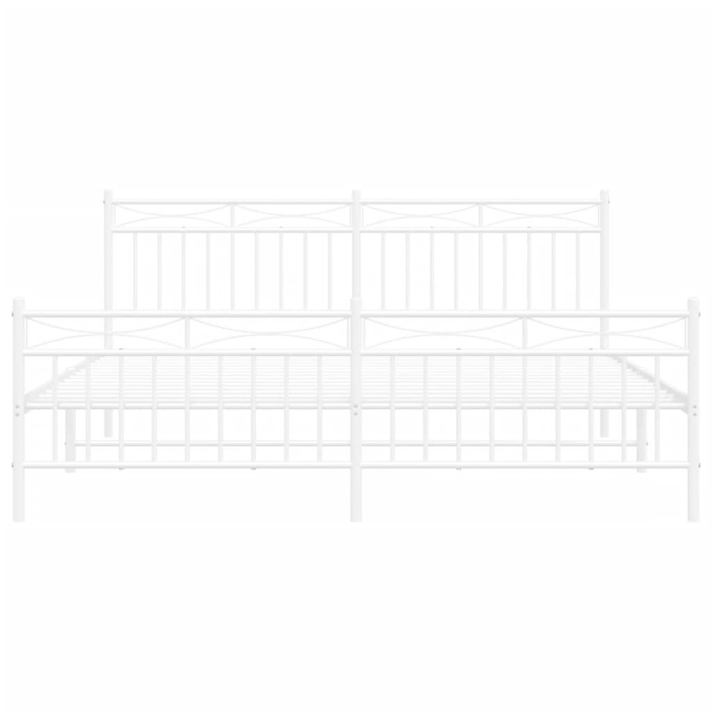 vidaXL Cadre de lit métal sans matelas et pied de lit blanc 180x200 cm