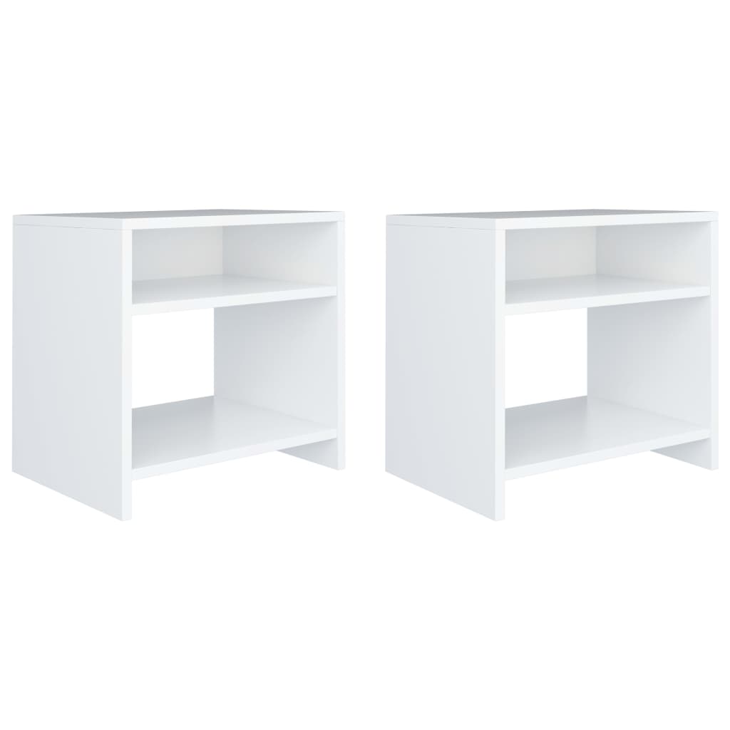 vidaXL Tables de chevet 2 pcs Blanc 40x30x40 cm Bois d'ingénierie