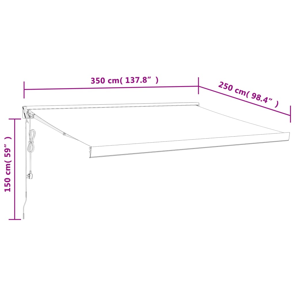 vidaXL Auvent rétractable anthracite 3,5x2,5 m tissu et aluminium