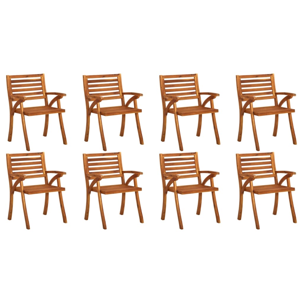 vidaXL Chaises de jardin avec coussins lot de 8 Bois d'acacia solide