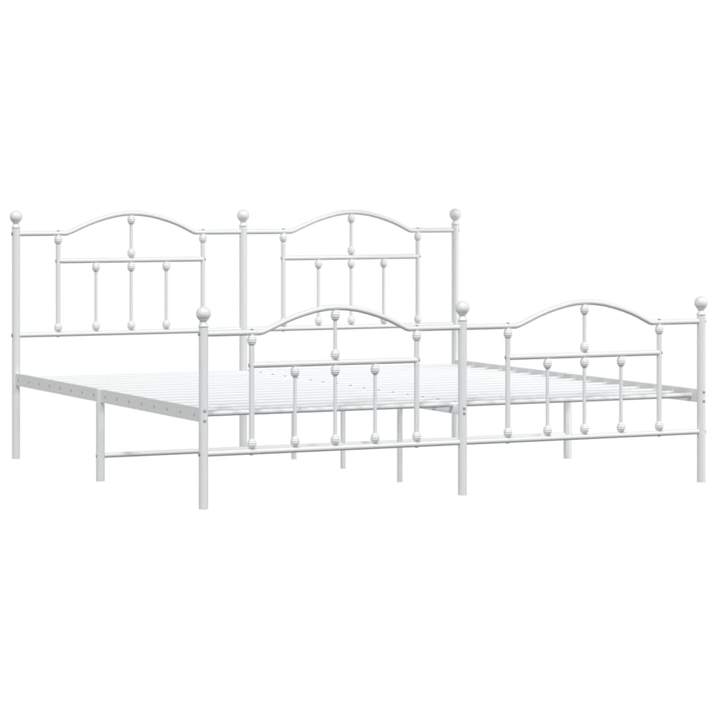 vidaXL Cadre de lit métal sans matelas et pied de lit blanc 200x200 cm