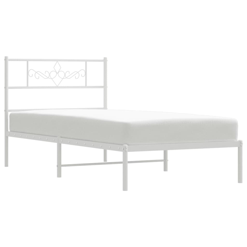 vidaXL Cadre de lit métal sans matelas et tête de lit blanc 100x190 cm