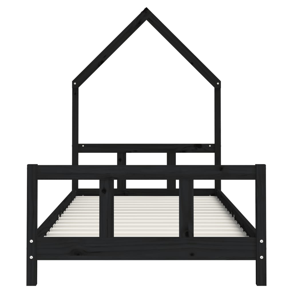 vidaXL Cadre de lit pour enfants noir 90x200 cm bois de pin massif