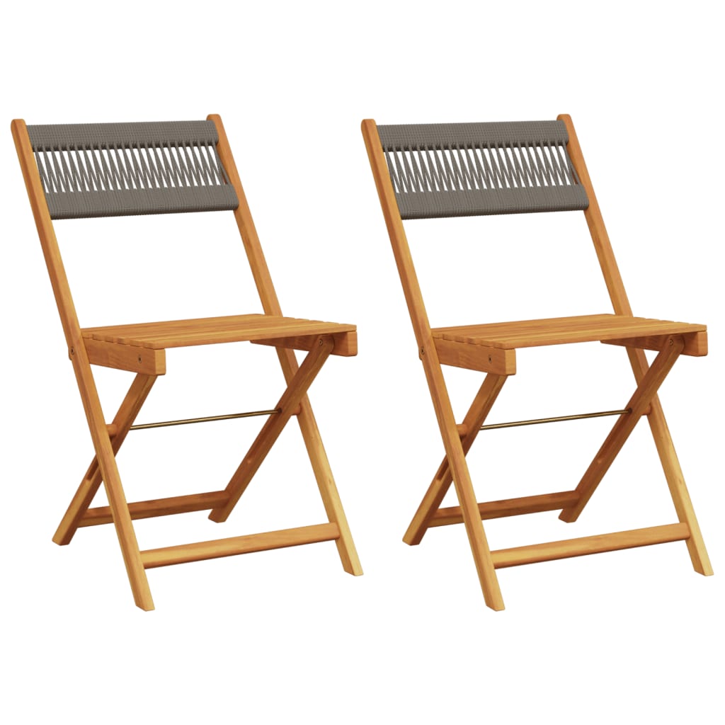 vidaXL Chaises de bistrot lot de 2 gris bois d'acacia et corde