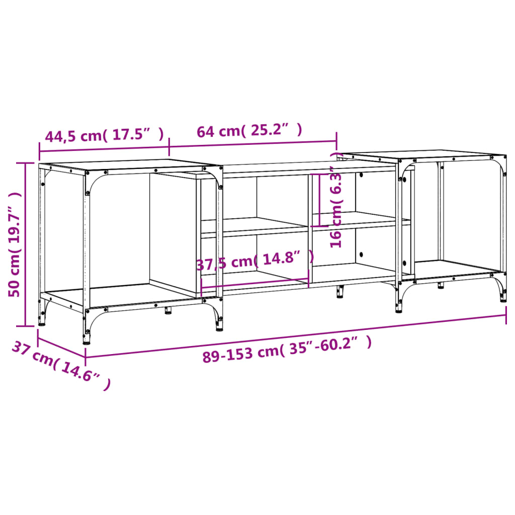 vidaXL Meuble TV sonoma gris 153x37x50 cm bois d'ingénierie