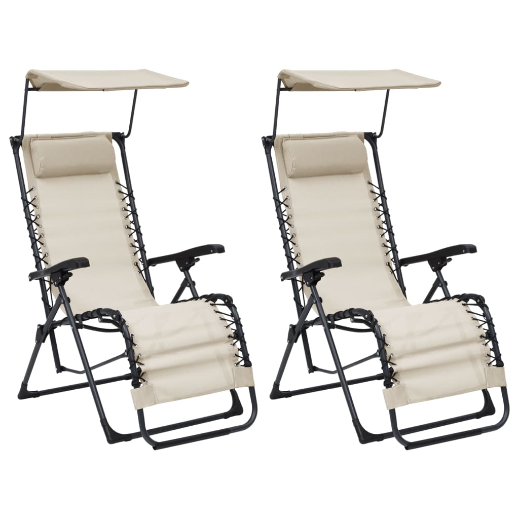 vidaXL Chaises pliables de terrasse lot de 2 Textilène Crème