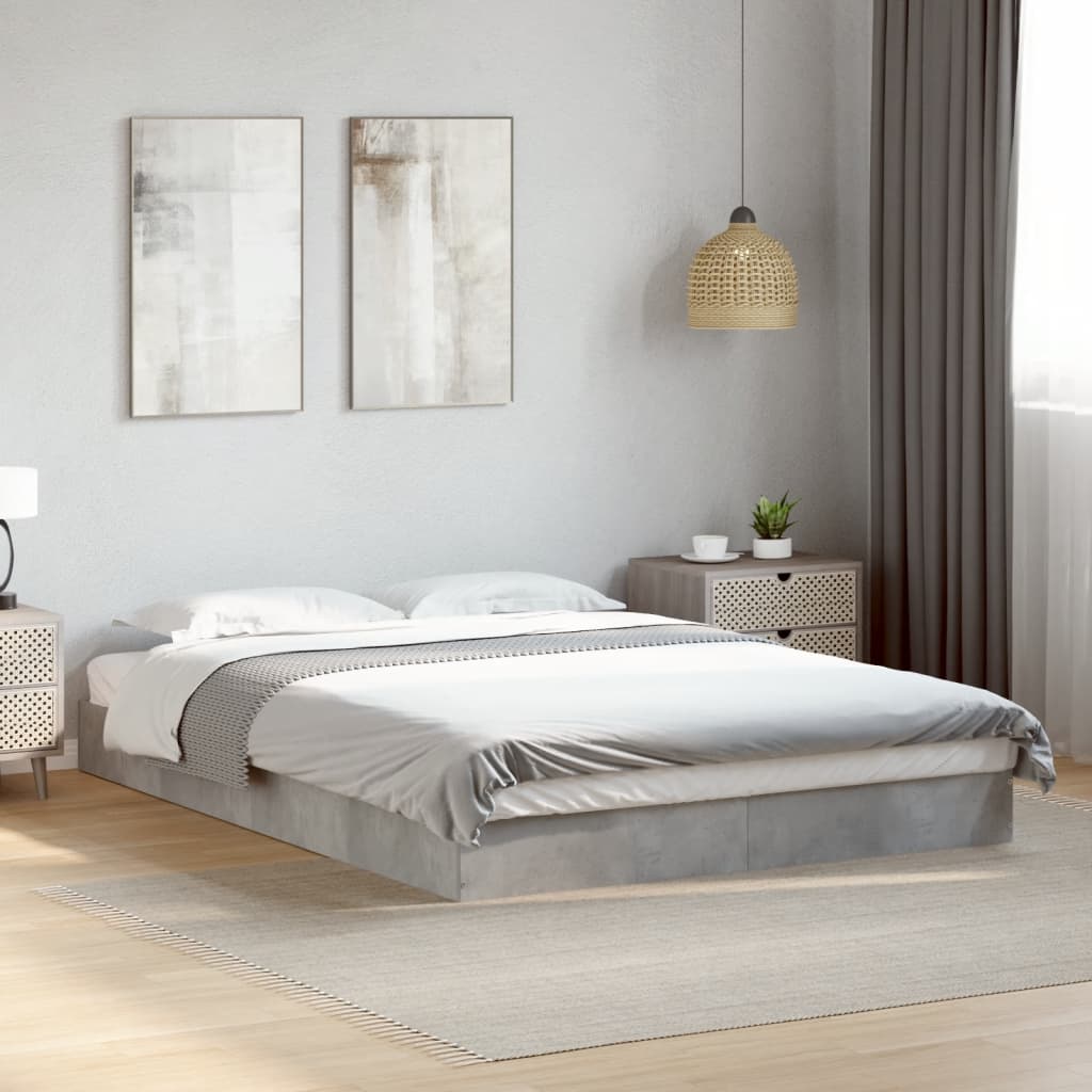 vidaXL Cadre de lit sans matelas gris béton 140x190 cm