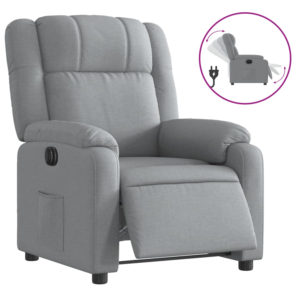 vidaXL Fauteuil inclinable électrique Gris clair Tissu