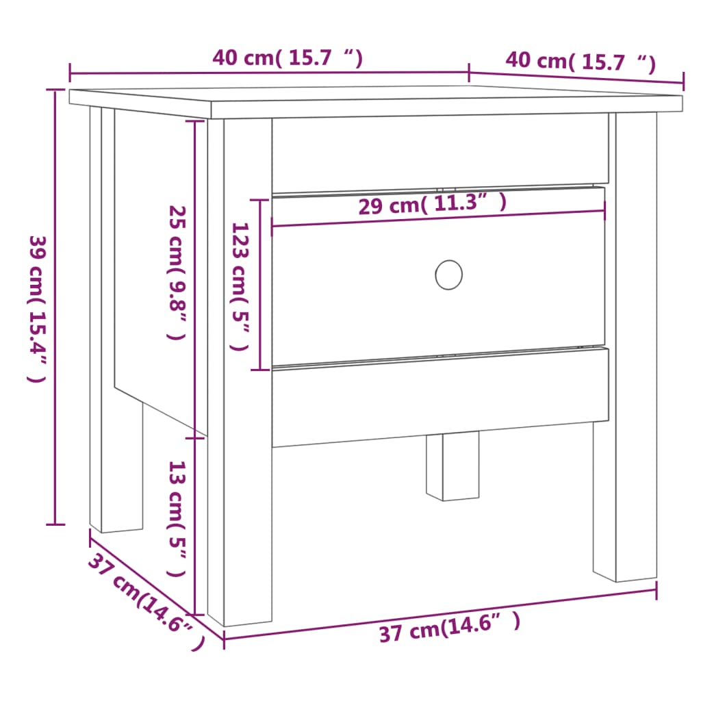 vidaXL Tables d'appoint 2 pcs Noir 40x40x39 cm Bois massif de pin