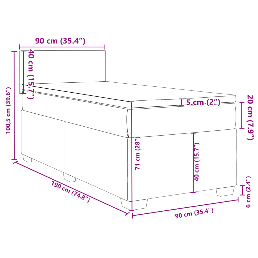 vidaXL Sommier à lattes de lit avec matelas Bleu foncé 90x190 cm