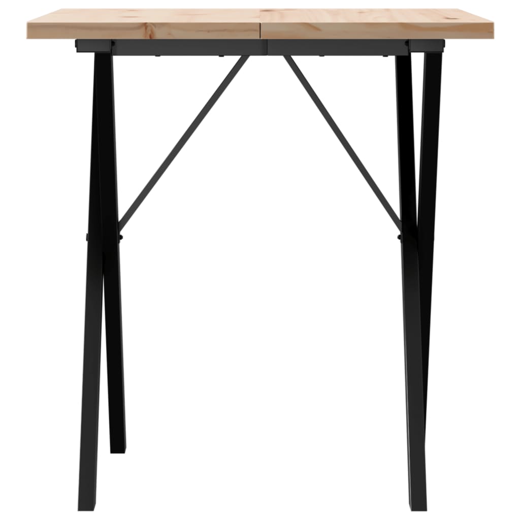 vidaXL Table à manger cadre en X 70x70x75,5cm bois de pin massif fonte