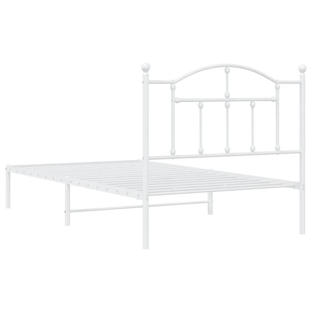 vidaXL Cadre de lit métal sans matelas et tête de lit blanc 100x190 cm