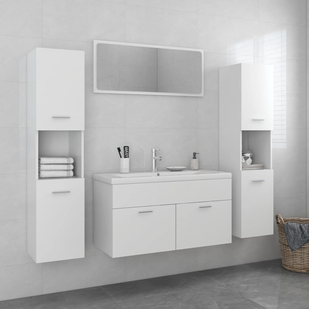 vidaXL Ensemble de meubles de salle de bain Blanc Bois d'ingénierie