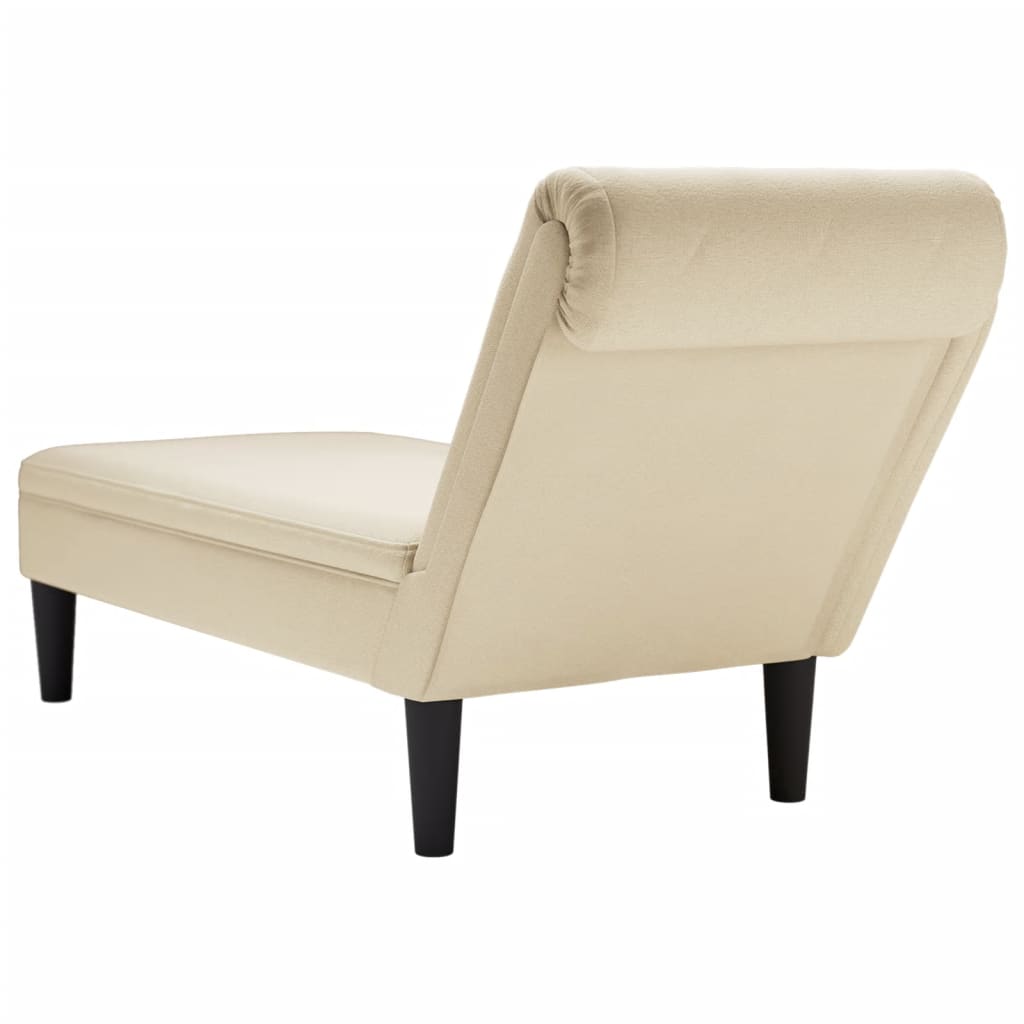 vidaXL Fauteuil long avec coussin et accoudoir droit crème tissu